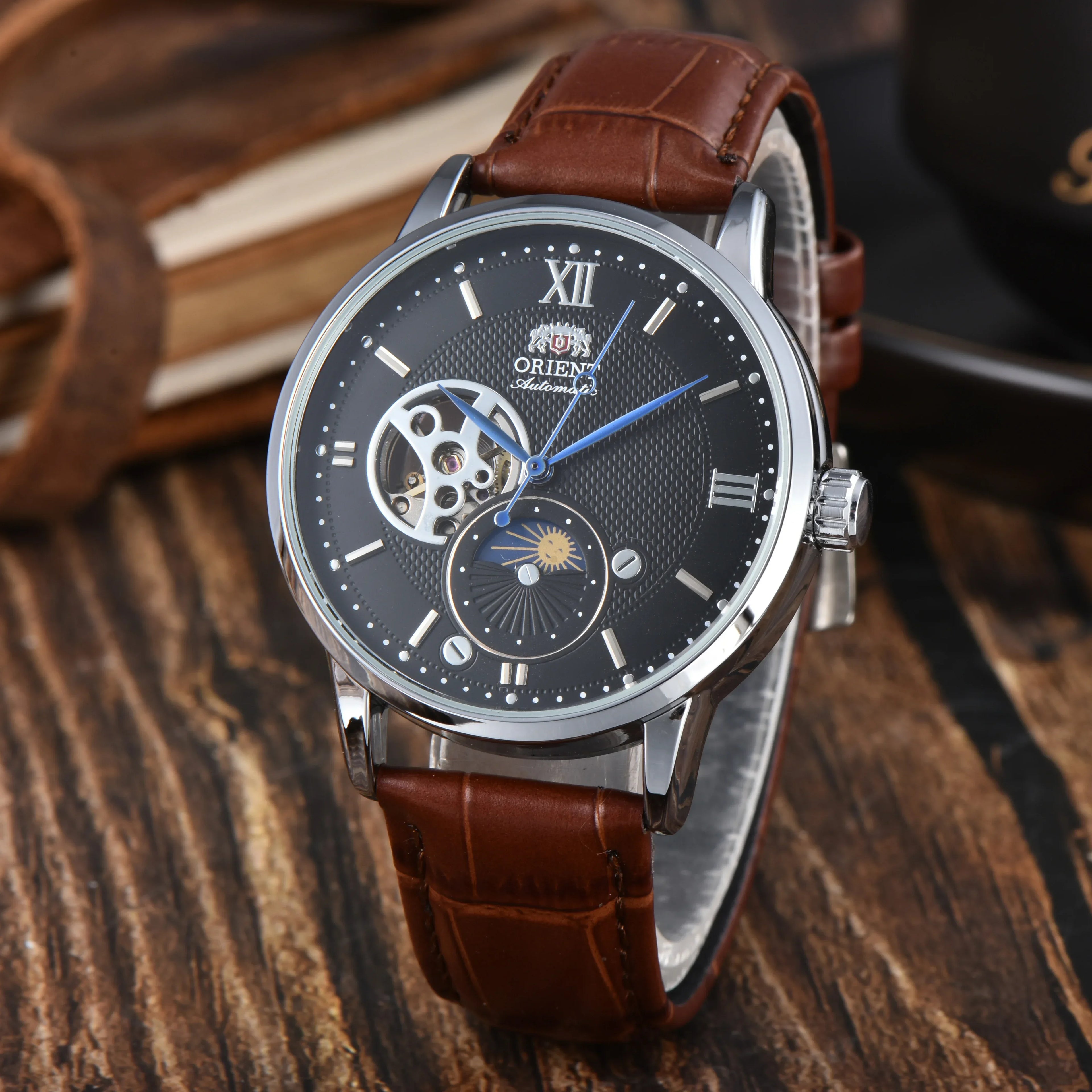 9898 Store Orient Series Sports Mechanical Automatic Unisex Watch Sun, Moon, and Stars World Time Full Function