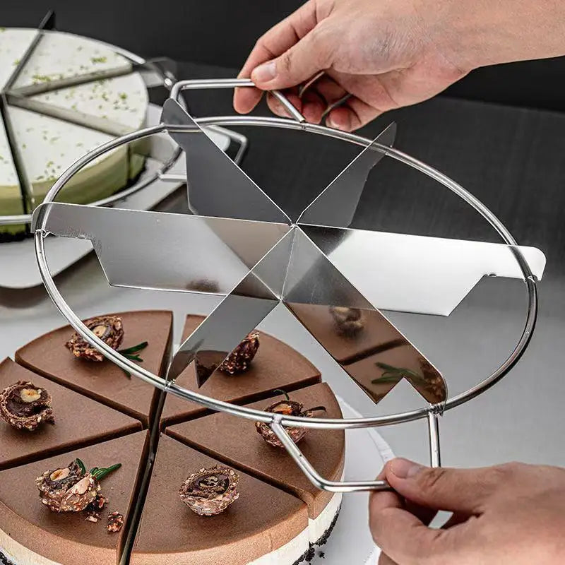 Party Perfect Cake Divider One-Press Stainless Steel Tool for Even 4-10 Slices Ideal for Birthday Cakes Pizzas Any Round Pastry