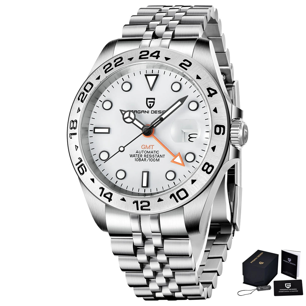Pagani Design PD1682 Men’s GMT Watch 42mm Automatic Mechanical DG5833 Sapphire Crystal Stainless Steel Waterproof Black Vintage