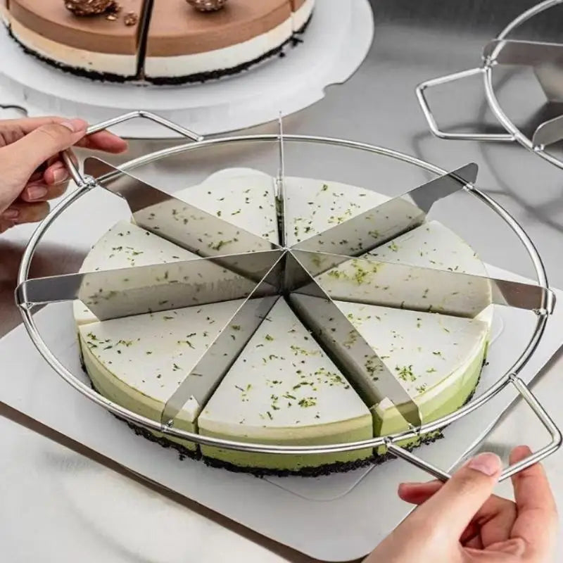 Party Perfect Cake Divider One-Press Stainless Steel Tool for Even 4-10 Slices Ideal for Birthday Cakes Pizzas Any Round Pastry