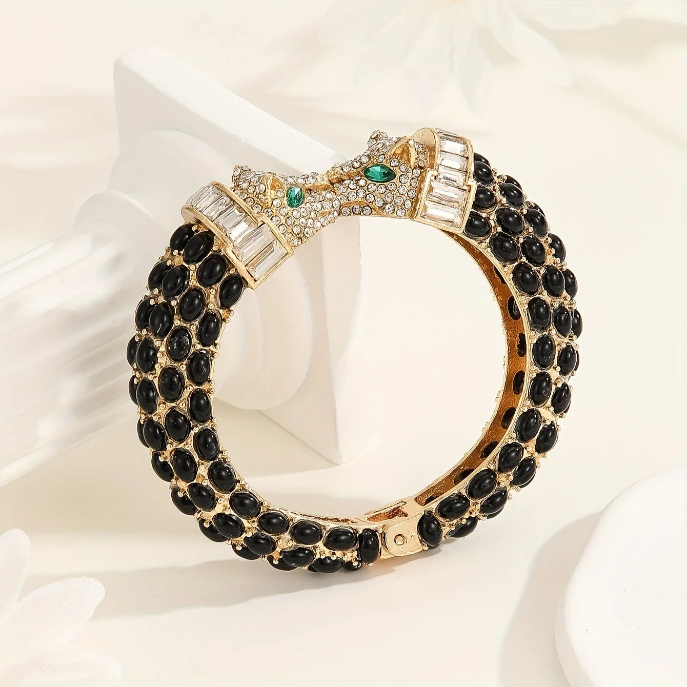 Vintage Luxury Full Rhinestone Double Headed Leopard Open Bangles Fashion Exquisite Versatile Bracelets Jewelry Gifts For Women