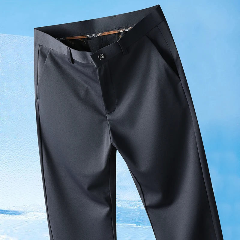 Summer Thin Male Casual Pants Quick Dry Formal Dress Pants Men Regular Fit Suit Pants Khaki Trousers M-3XL