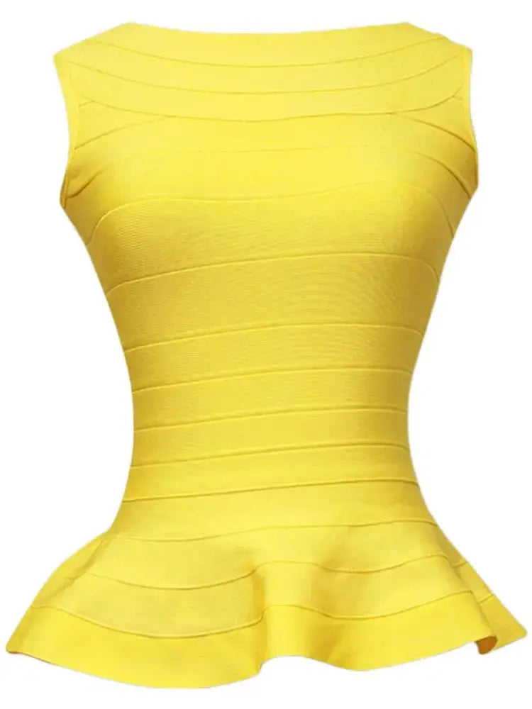 BEAUKEY Fashion Sleeveless Fishtail HL Bandage Tops Vest Slim Thin Waist Sexy Long Elastic Tops  7 Colors  XL OL Top