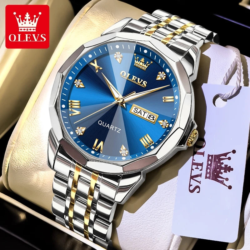OLEVS 9931 Top Brand Men's Watches Calendar Waterproof Stainless steel Luminous Watch Business Men Wristwatch