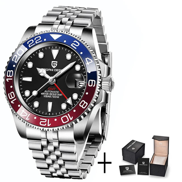 PAGANI DESIGN Top Brand Men Mechanical Wristwatches Luxurys Ceramic Bezel GMT Watches Automatic 100m Waterproof Watch for Men
