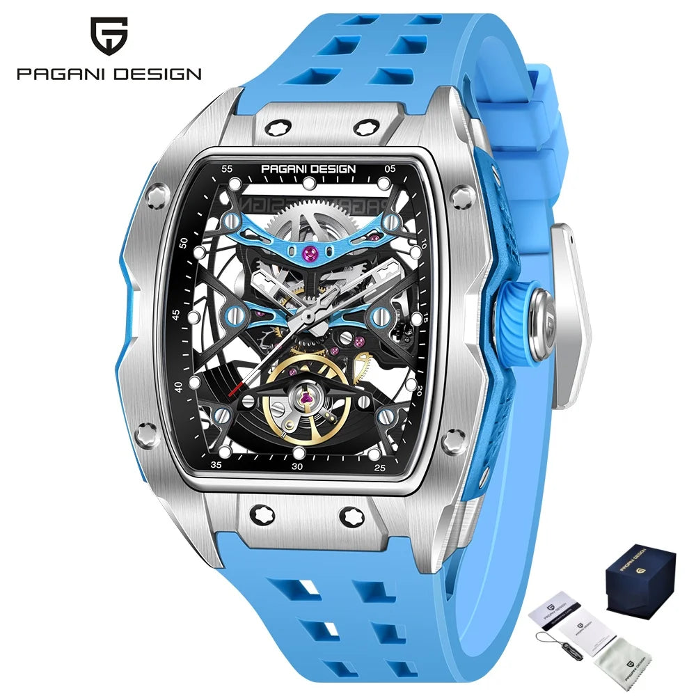 PAGANI DESIGN YS018 New 42MM Automatic Mechanical Wristwatch Fashion Casual Skeleton Sapphire Stainless Steel Watch for Men Gift