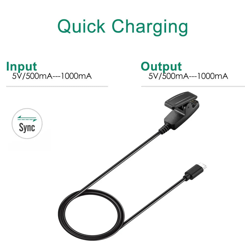 USB Type-C Charging Cable For Garmin vivomove Trend Lily Database Charger 5V For Garmin Forerunner 30 35 735XT 235 230 630 645