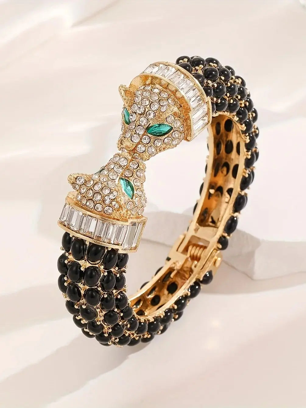 Vintage Luxury Full Rhinestone Double Headed Leopard Open Bangles Fashion Exquisite Versatile Bracelets Jewelry Gifts For Women