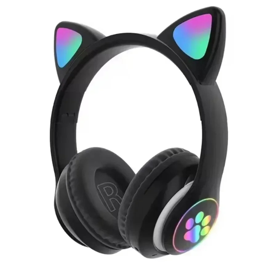 New Cute Cat Wireless Headphones RGB Cute Cat Ears Headset With Microphone Noise Cancelling Kid Stereo Music Children's Gifts