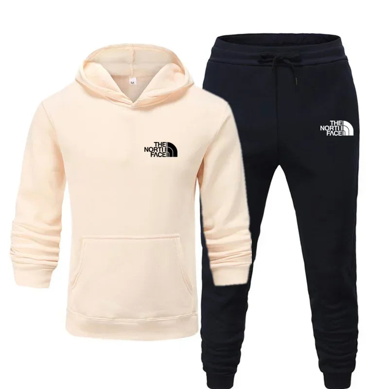 Autumn and winter printed men's and women's fashionable casual sportswear outdoor fitness jogging set hooded sportswear pants