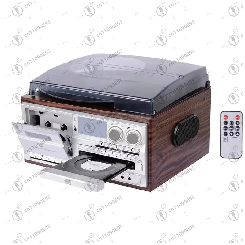 Classic Vintage Design 6-in-1 Audio Turntable Phono & Vinyl Turntable LP & Gramophone with Computer Link/3-Speed LP