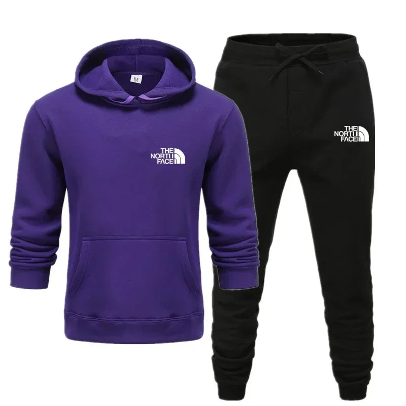 Autumn and winter printed men's and women's fashionable casual sportswear outdoor fitness jogging set hooded sportswear pants
