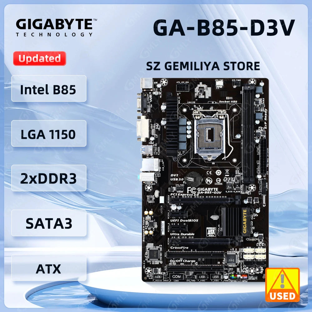 GIGABYTE GA-B85-D3V MotherboardLGA 1150 DDR3 32GB Intel B85 Motherboard Support Core 4170 4370 4130 4770 4570 4590  4790 cpu ATX