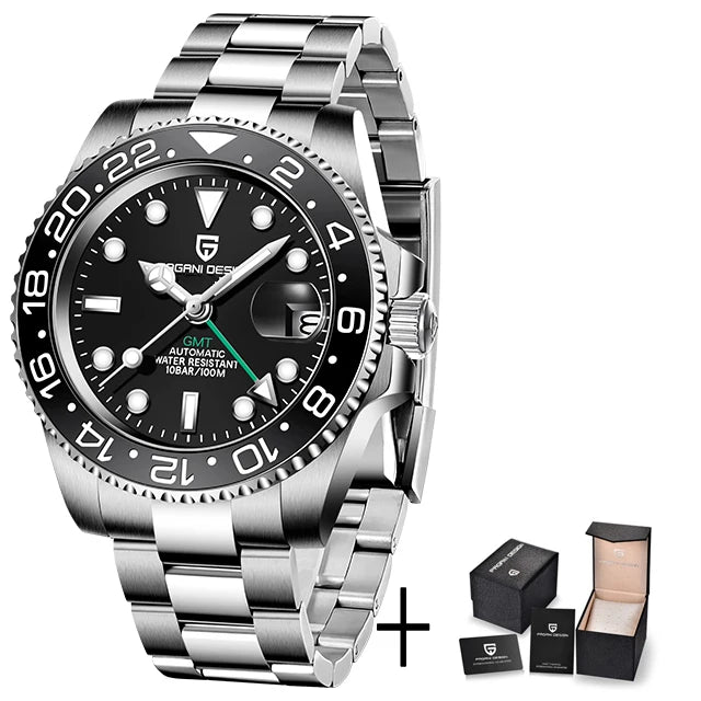 PAGANI DESIGN Top Brand Men Mechanical Wristwatches Luxurys Ceramic Bezel GMT Watches Automatic 100m Waterproof Watch for Men