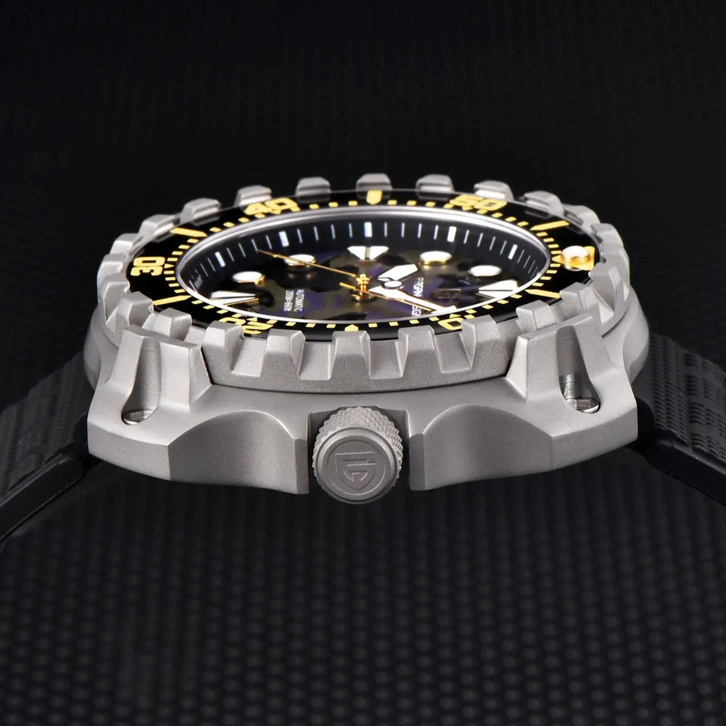 PAGANI DESIGN Men's Mechanical Watch Military Camouflage Hollow Dial NH35 Movt Sapphire 200m Waterproof Automatic Wristwatch