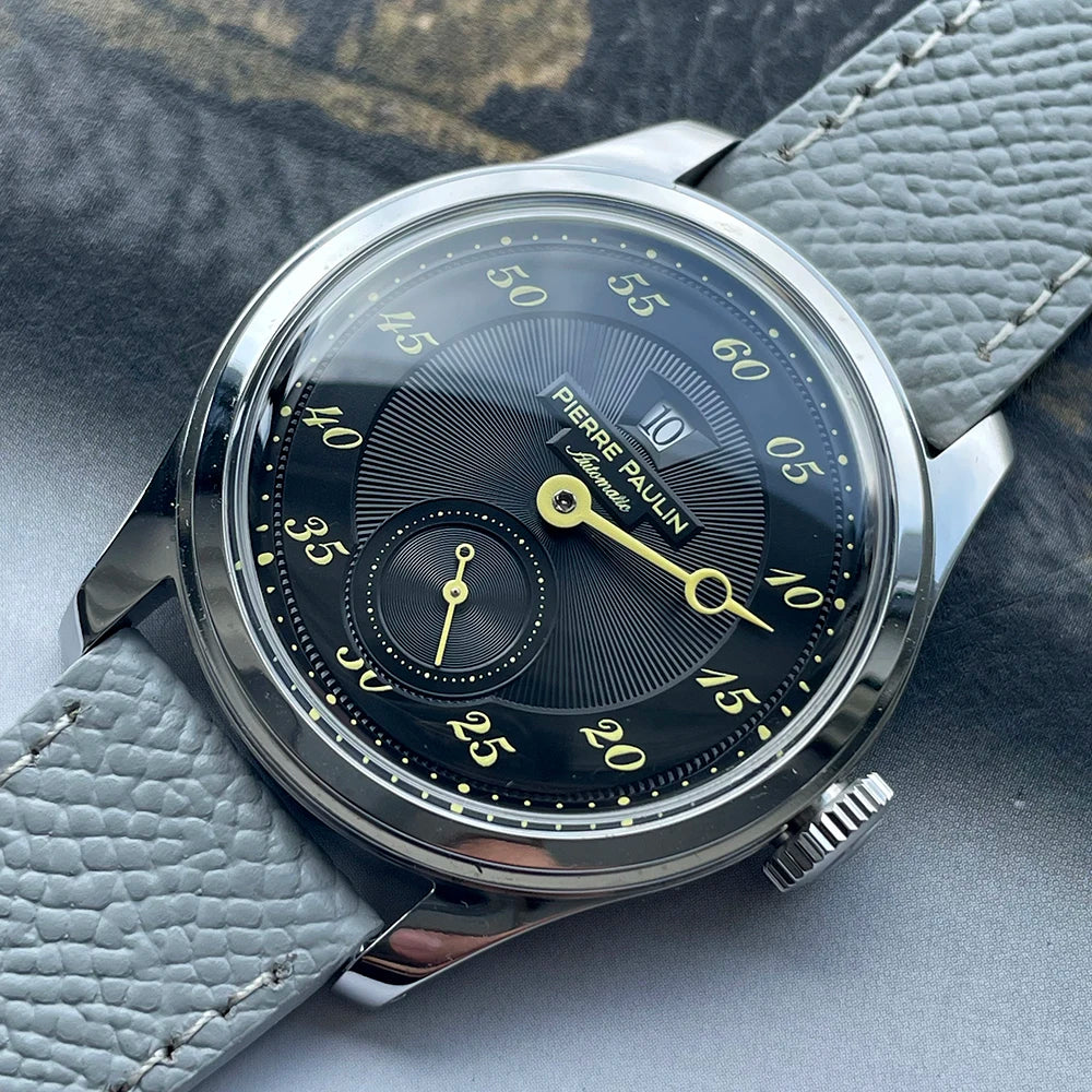 NEW Pierre Paulin Jumping Hour Men Watch White Dial Automatic St17 Mechanical Watch Vintage Date Window 38mm relogios masculino