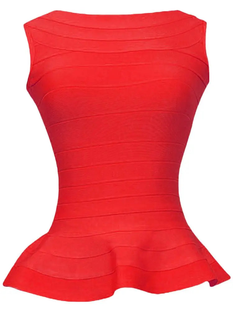 BEAUKEY Fashion Sleeveless Fishtail HL Bandage Tops Vest Slim Thin Waist Sexy Long Elastic Tops  7 Colors  XL OL Top