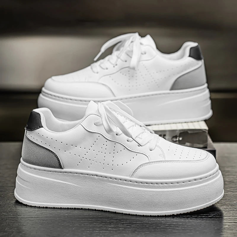 Spring Men's Shoes, New Breathable White Sneakers, Versatile Thick-soled Height-increasing Sports Shoes, and Casual Sneakers