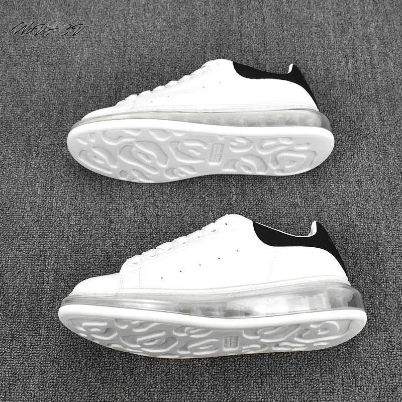 Sneakers Casual Men Air Cushion White Shoes Fashion Microfiber Leather Breathable Increased Internal Flat Platform Board Shoes
