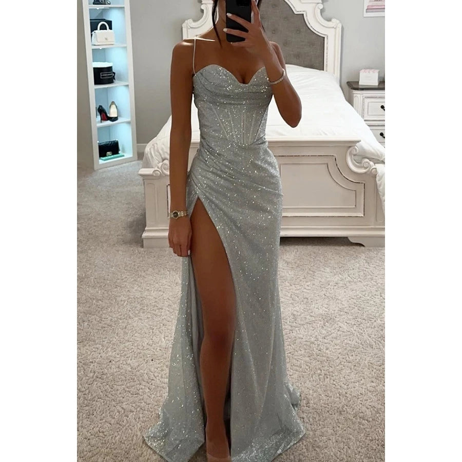 Faionable Strapl Split Dr for Women Street Sle One oulder Svel Gown Perfect for Par Hosts Spring Autumn W...