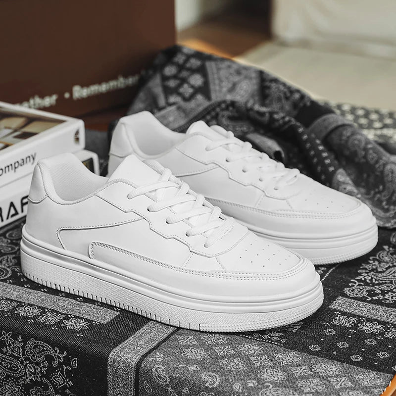 Mens Board Shoes Sneakers Skate Shoes Casual Sports Shoes Classic Comfortable Breathable Trendy Cushioned White Shoes Large Size
