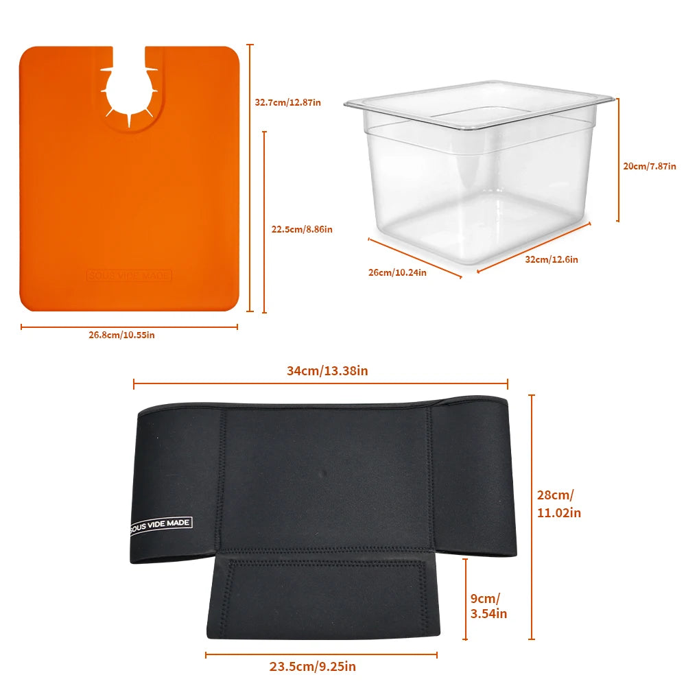 Mutifunctional 11L Sous Vide Container with Foldable Silicone Lid Container Cover Compatible with All Sous Vide Cookers