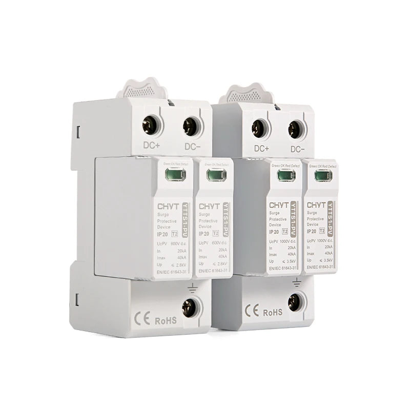XIONGISOLAR DC SPD Surge Protective Device 600V 1000V 2P 20KA-40KA Voltage Protector Solar PV Photovoltaic Lightning Arrester
