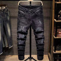 Spring and Autumn New Fashion Trend Print Retro Straight Leg Sports Denim Pants Men's Casual Slim Breathable High-Quality Jeans