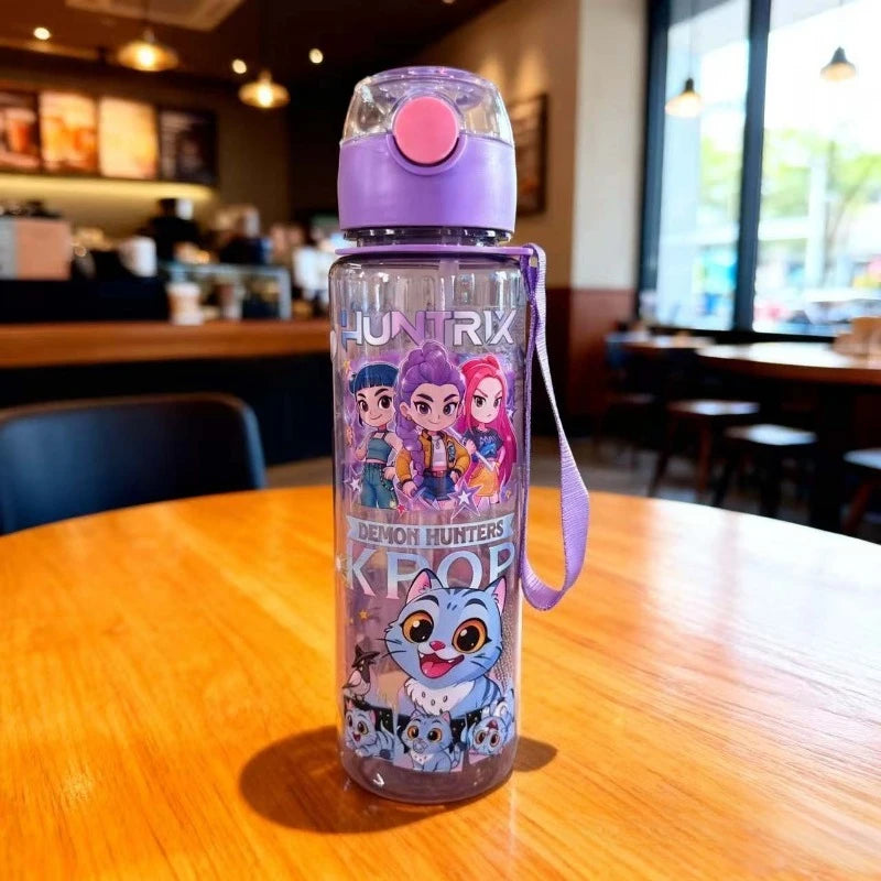 700ML Anime Cartoon Straw Cup K-POP Witch Hunt Large Capacity Tour Portable and Cute Plastic Water Cup for Children