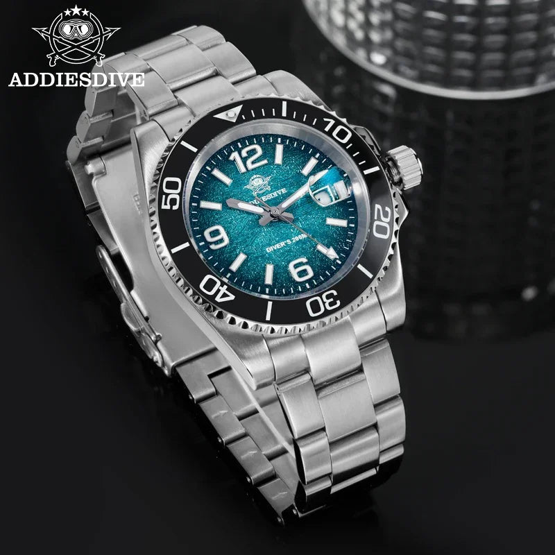 ADDIESDIVE 41MM Men Quartz Watches AD2513 Reloj BGW9 Luminous Watches Rotatable Bezel 200m Waterproof Stainless Steel Male Watch