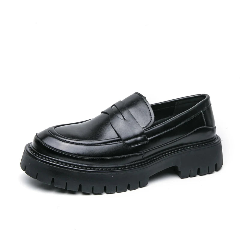 STRONGSHEN Men Leather Shoes Casual Luxury Brand Formal Loafers Moccasins Italian Fashion Slip on Thick-soled Shoes Driving Shoe