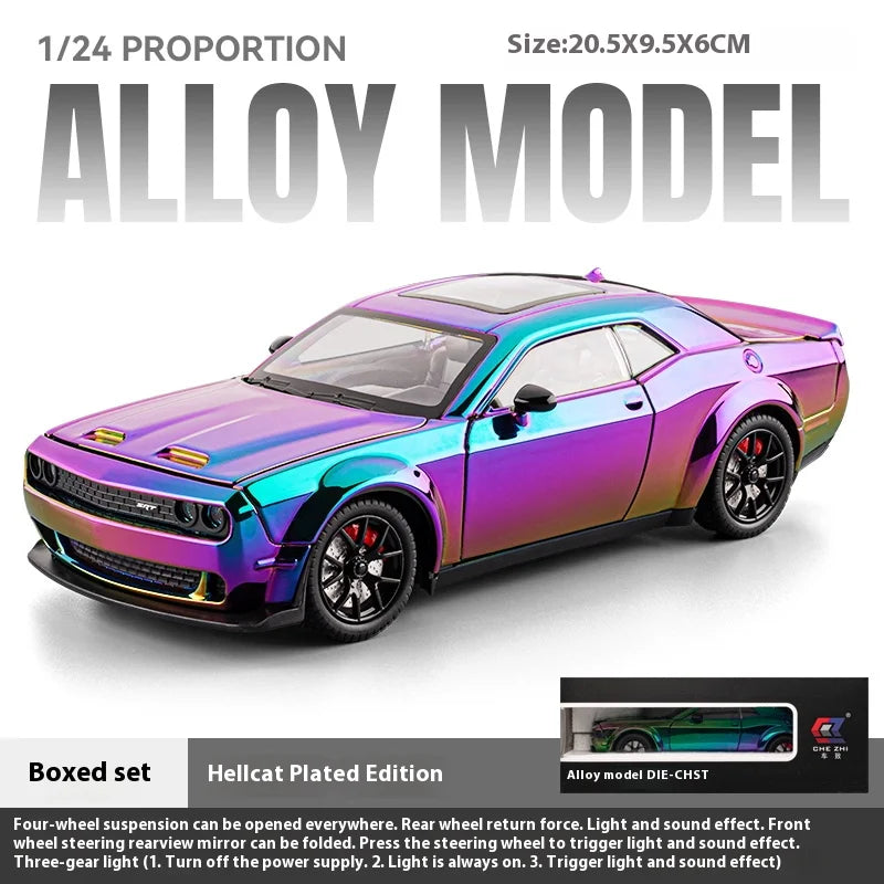 1:24 Challenger Hellcat Redeye Alloy Car Model Sound and Light Children Toy Birthday gift Miniature Voiture