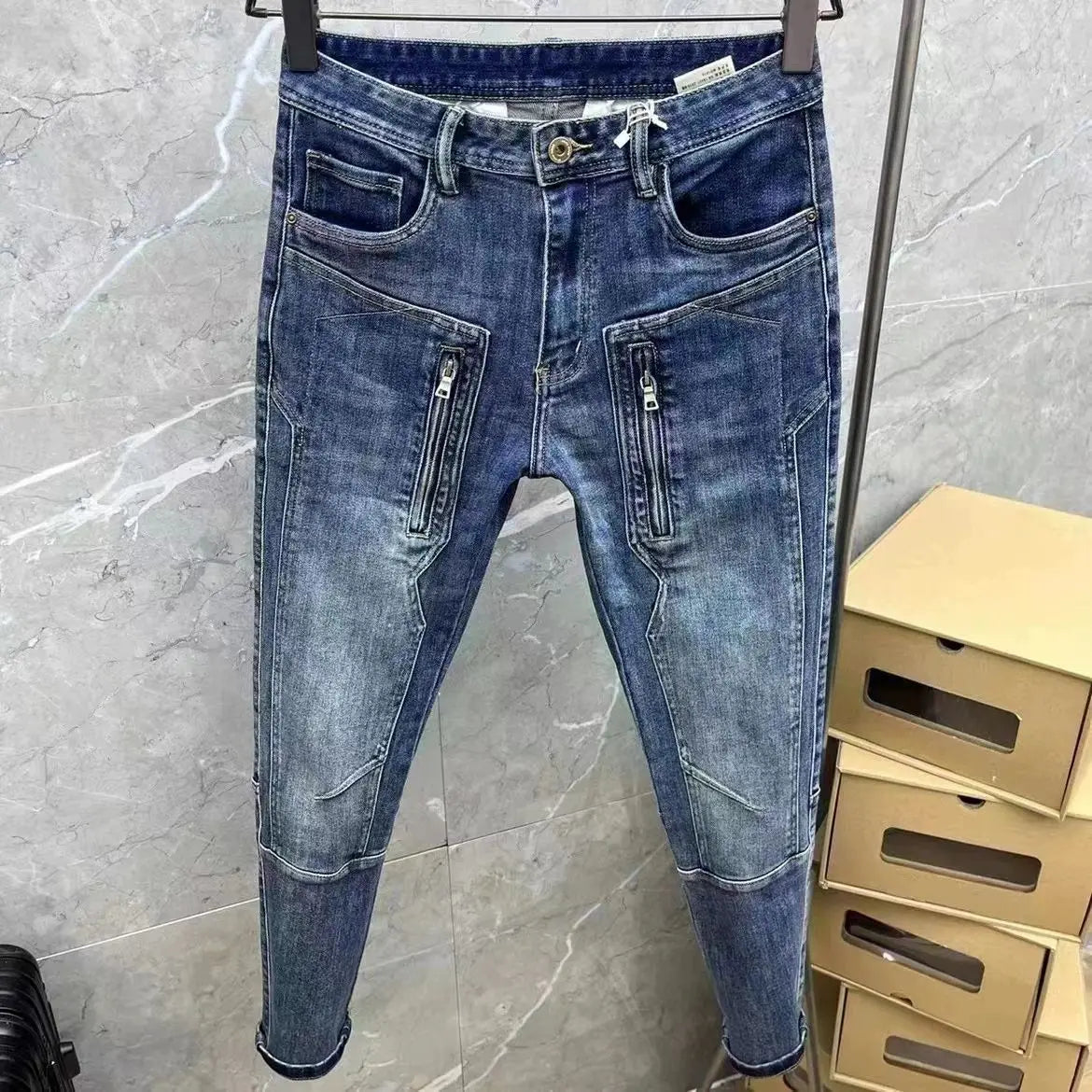 High Quality Spring and Autumn Designer Clothes Streetwear Denim Jeans Pants Men's Luxury Casual Slim Fit Stretch Punk Pants