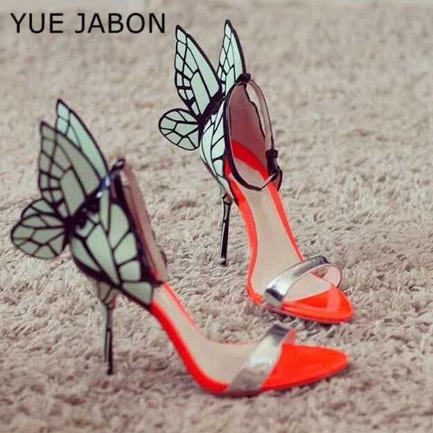Brand Design Handmade Women Butterfly High Heels Sandals Exquisite beautiful Wing Shoes Female Banquet Party Dress Wedding Shoes