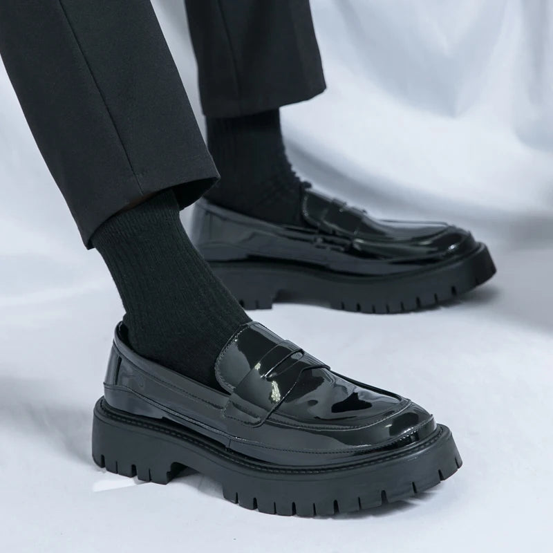 STRONGSHEN Men Leather Shoes Casual Luxury Brand Formal Loafers Moccasins Italian Fashion Slip on Thick-soled Shoes Driving Shoe