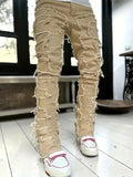 Y2K hip-hop style jeans, men's casual street-style stretch jeans, fashionable versatile stretch denim pants