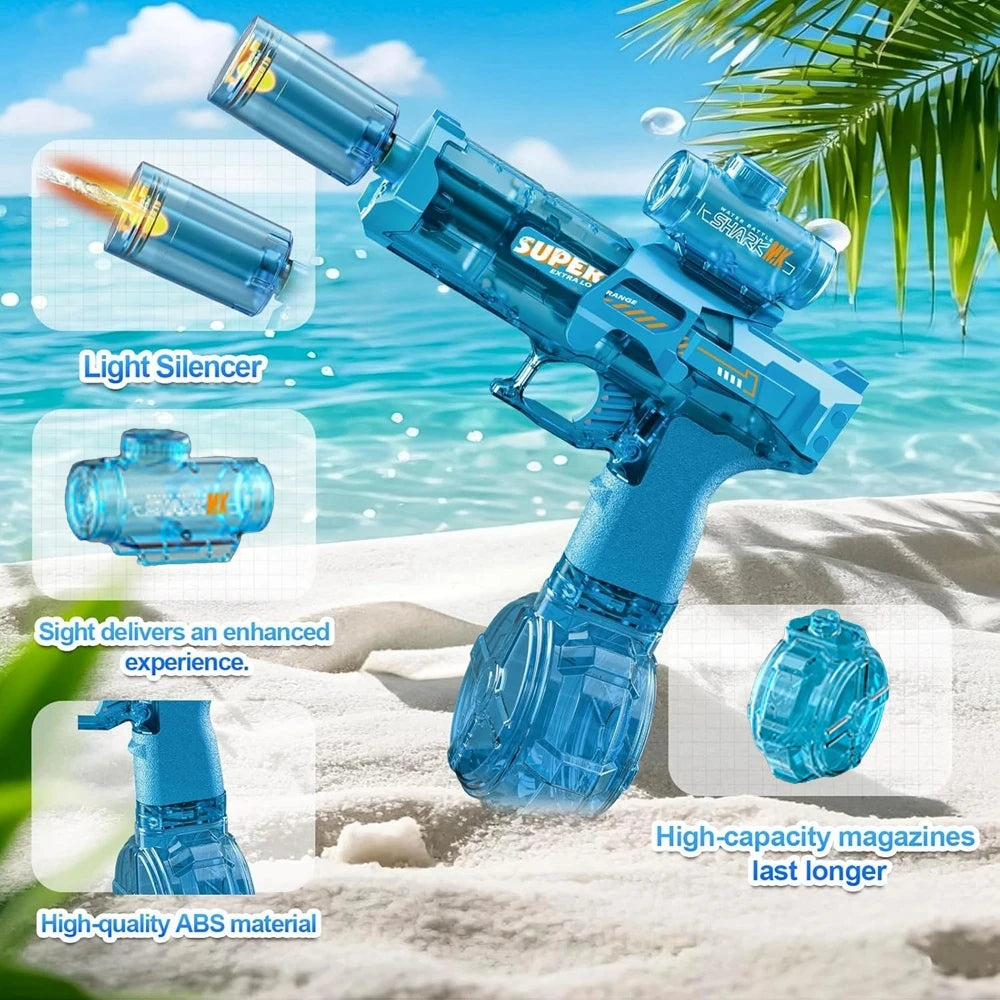 Electric Water Gun for Adult Kid Children WaterGun with LED Light Squirt Water Blaster Summer Outdoor Pool Party Boy Girl Toy