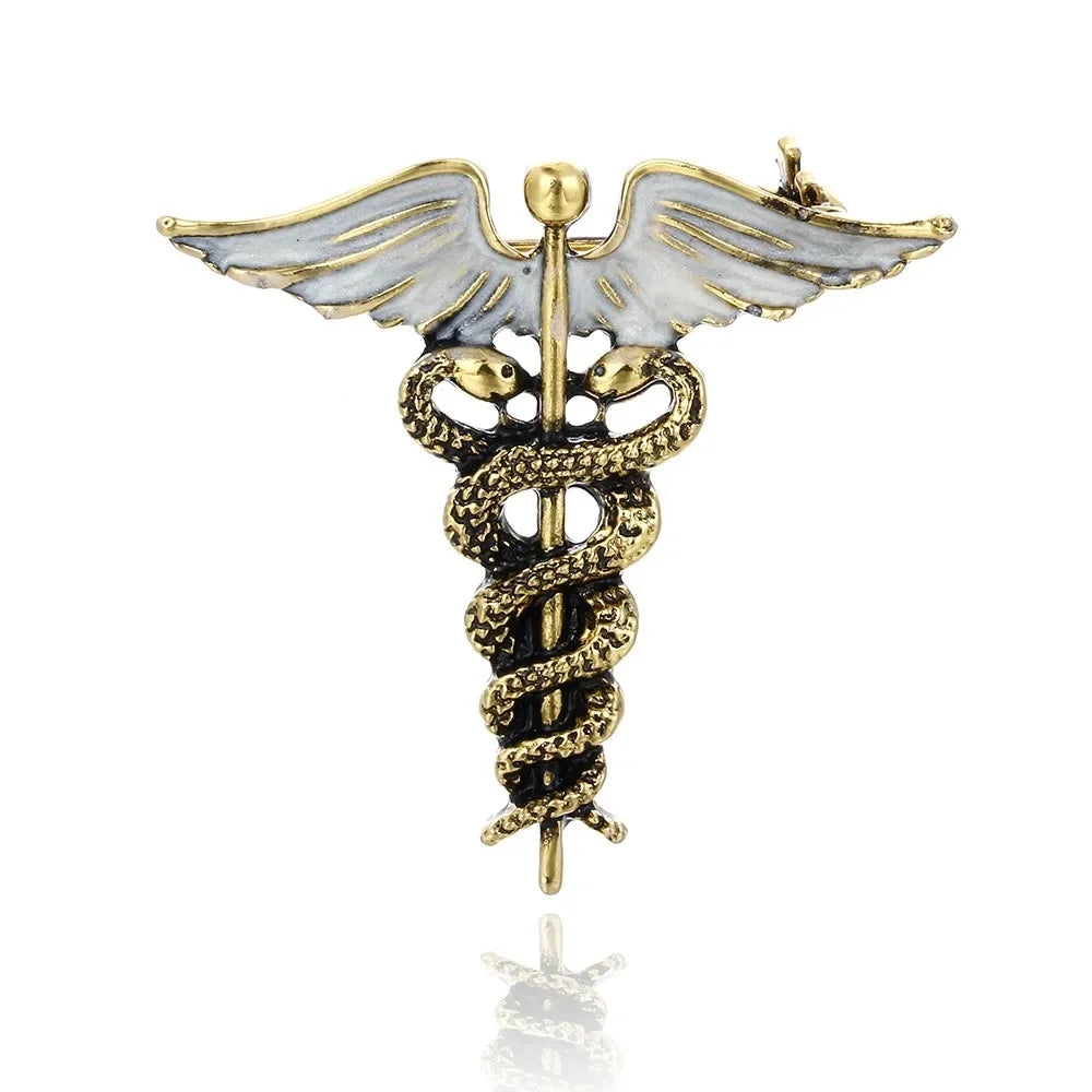 Enamel Medical Symbol Caduceus Brooch Pins For Doctor Nurse Gift Suit Coat Costume Accessories for Holiday Parties