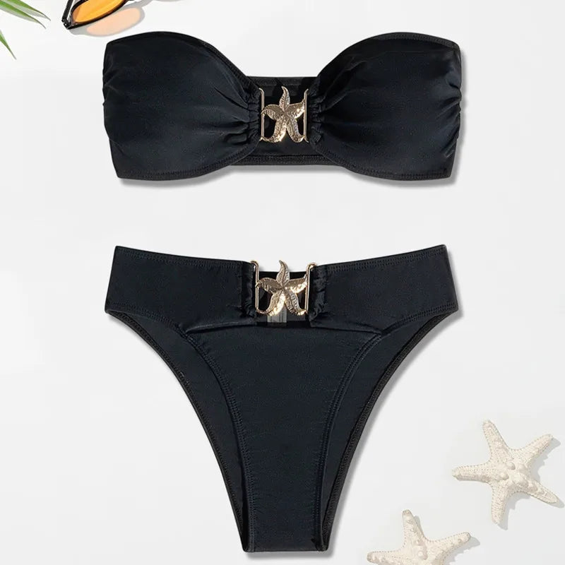 Sexy Black Bikinis Women's Swimwear Female Swimsuit For Swimming Wear Bathing Suits Brazilian Bikini Set Beachwear Pool Bather