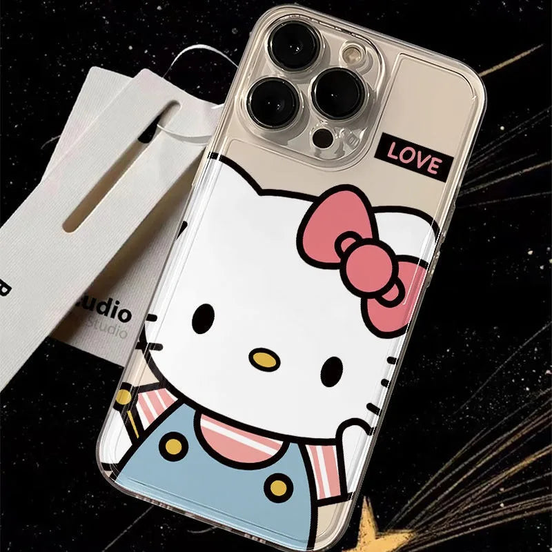 Cute Hello Kitty Phone Case For iPhone 16e 16 15 14 13 12 11 17 Pro Max XR XS Max 14 15 16 Plus Mini Soft Shockproof Clear Cover