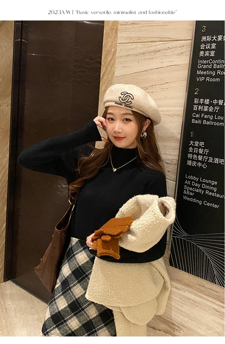 Women's Turtleneck Sweater Winter 2026 Retro with Velvet Lining Thickened Inner Wear Thermal Knitting Bottoming Shirt Pullovers