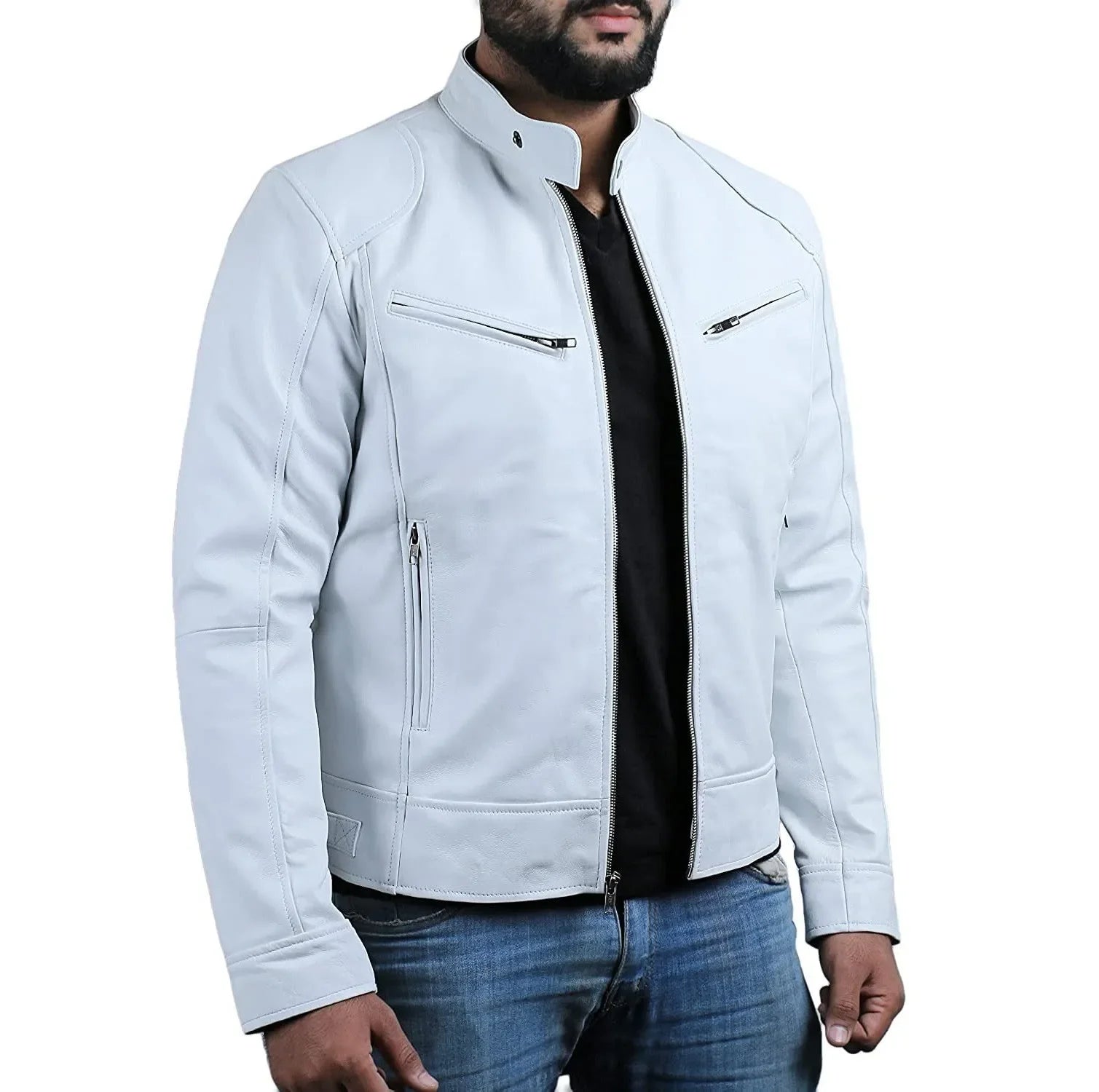 New Men's Clothing Men Leather Coat Stand Collar Punk Motorcycle Leather Jacket Spring Summer Fashion