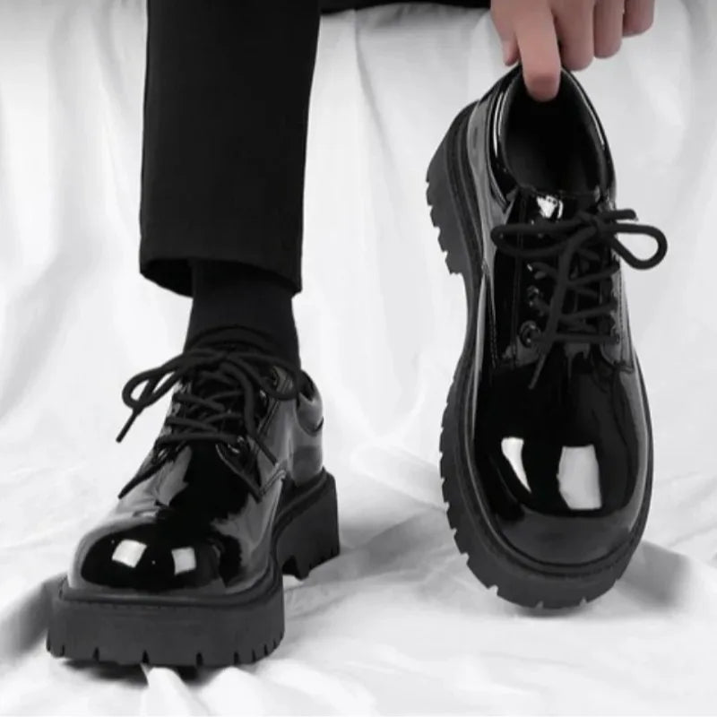 2026 Men's Shoe Fashion Patent Leather Derby Shoes Exquisite Business Dress Shoes for Man Designer Platform Shoes Zapatos Hombre