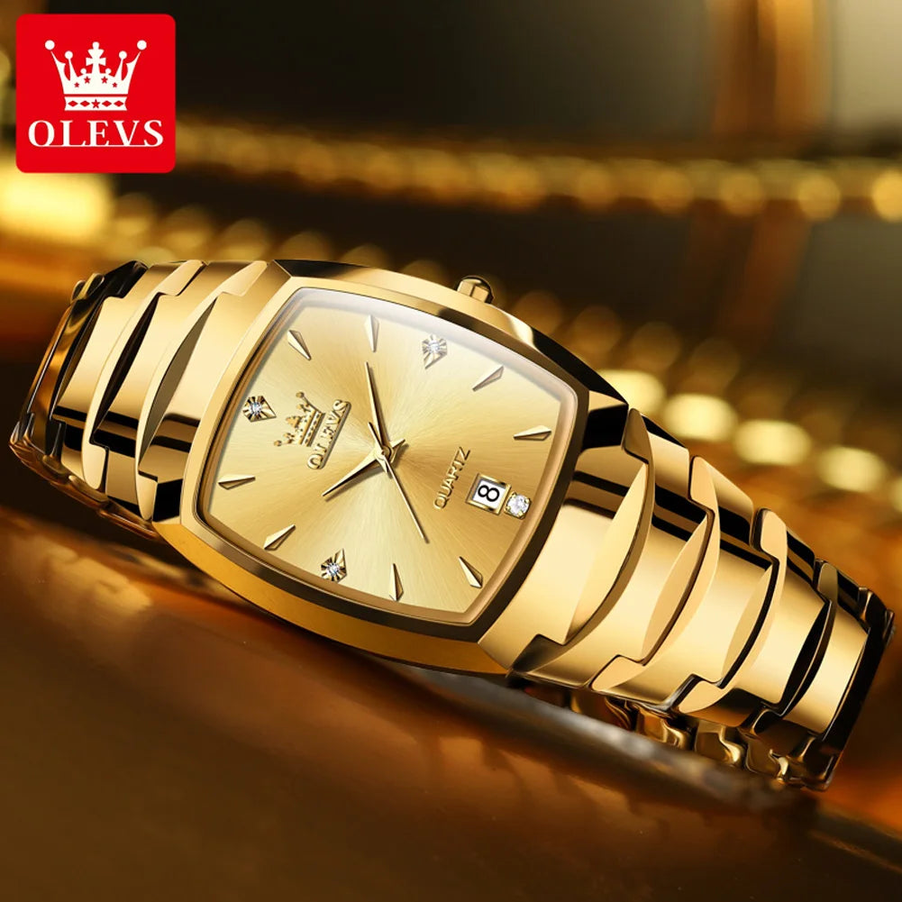OLEVS 7006 Men's Watches Top Brand Luxury Original Quartz Wacth for Man Waterproof Tungsten Steel Case Strap Luminous Date Reloj