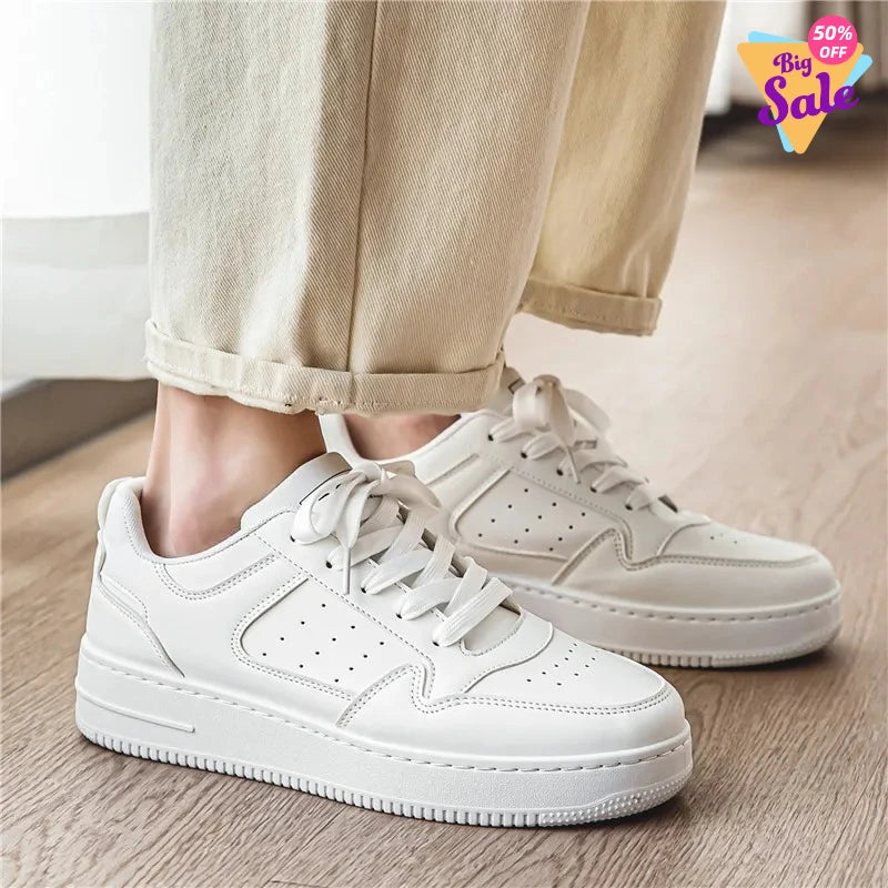 2026 Spring and Summer Men's Shoes, New Breathable Sneakers, Men's Trendy and Versatile Thick-Soled White Shoes