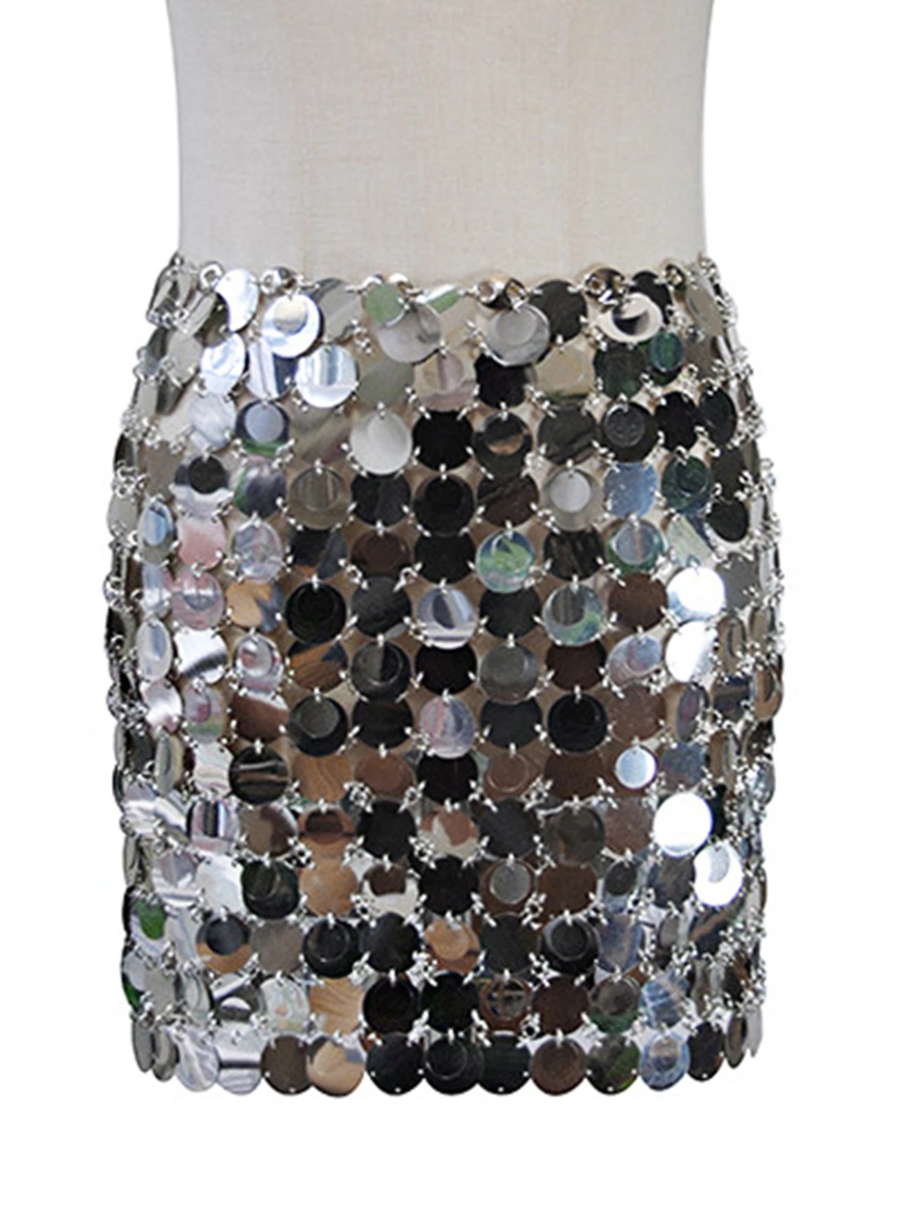 Sexy pink black metal sequin mini skirt women summer streetwear short skirts woman clothing see through beach club party skirt