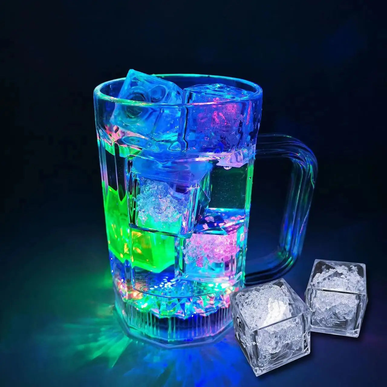6PCS Colorful Bathtub Light Up Toy Luminous LED Ice Cube Party Supplies Waterproof Glowing Cube Kids Bath Toy Birthday Xmas Gift
