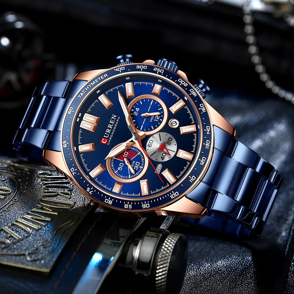 CURREN Brand Design Luxury Business Multifunctional Men's Quartz Chronograph Classic Fashion Sports Luminous Clock Montre Homme