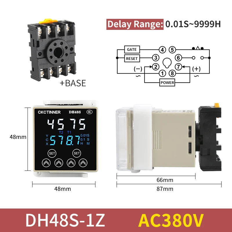 New DH48S Digital Delay Time Relay Precision Programmable Cycle DH48S-S 1Z 2Z Series AC220V DC24V DC12V With Socket Base
