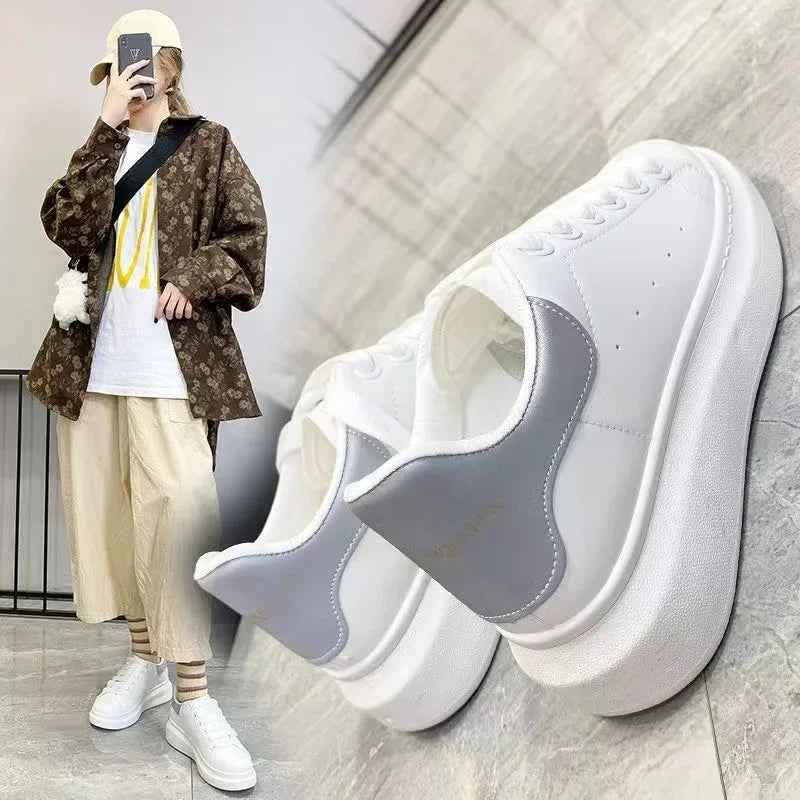 2025 Women Causal Shoes Pring Brand Spring Designer Wedges White Sneakers Platform Tenis Feminino Trainers Female Walking